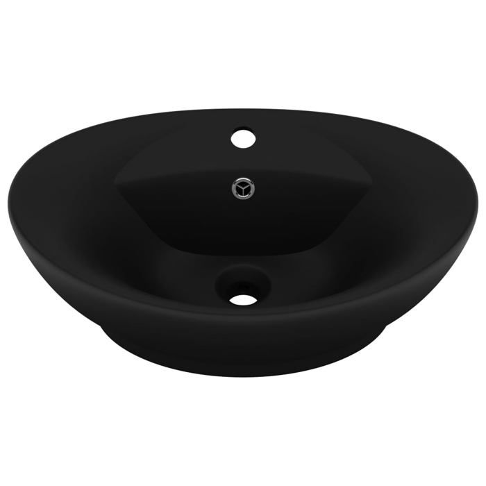 VidaXL Luxury Oval Washbasin with Overflow Countertop Washbasin Toilet Hand Basin Bathroom Cosmetic Room Matte Black 146942
