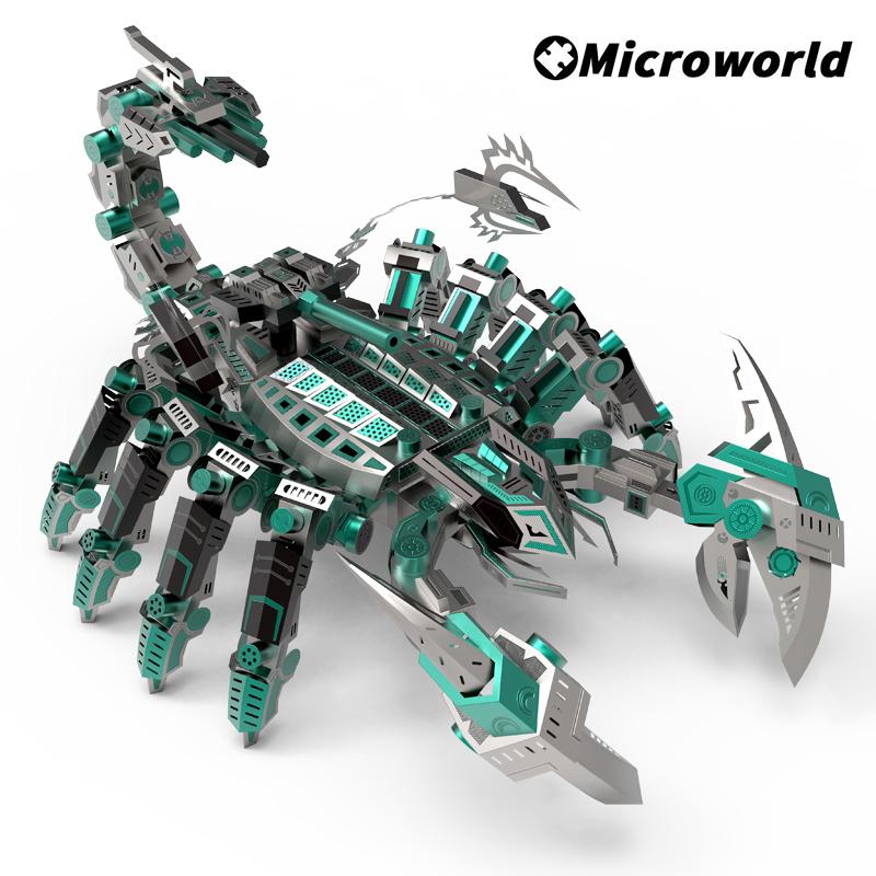Microworld 3D Металлический Пазл Животное Красные Дьяволы Скорпион Набор Моделей Сделай Сам Настольное Украшение Пазл Игрушки Подарки на День Рождения Для Взрослых