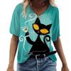 3d V Neck Women's T-shirts Cute Cats Graphics Print Short Sleeve Summer Kawaii Fashion Casual Tee Shirts Funny Female Clothes