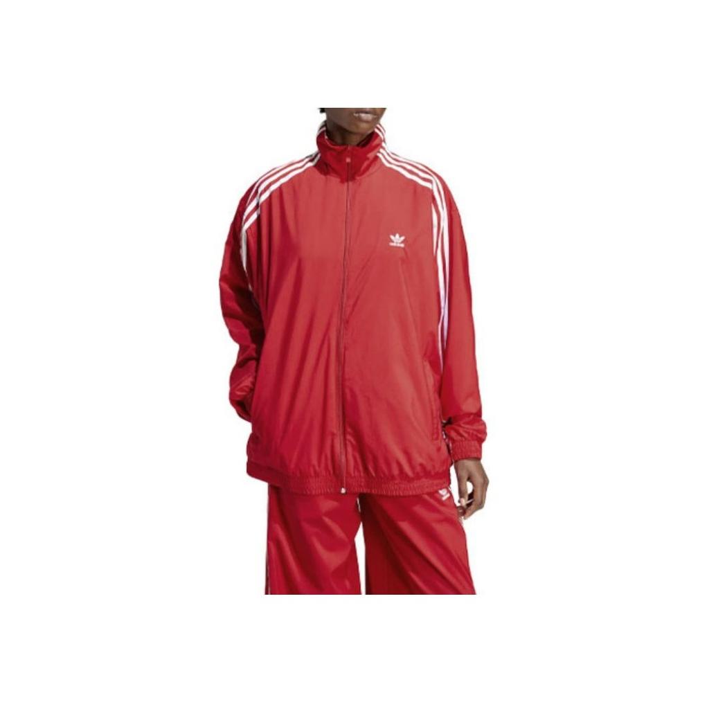 Adidas Originals Adilenium Oversized Track Jacket With Tri-Stripe Patchwork Women Tops Light-Crimson IV9336