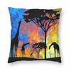 African Dawn Animals Wildlife Pillowcase Polyester Linen Velvet Printed Zip Decorative Pillow Case Home Cushion Case