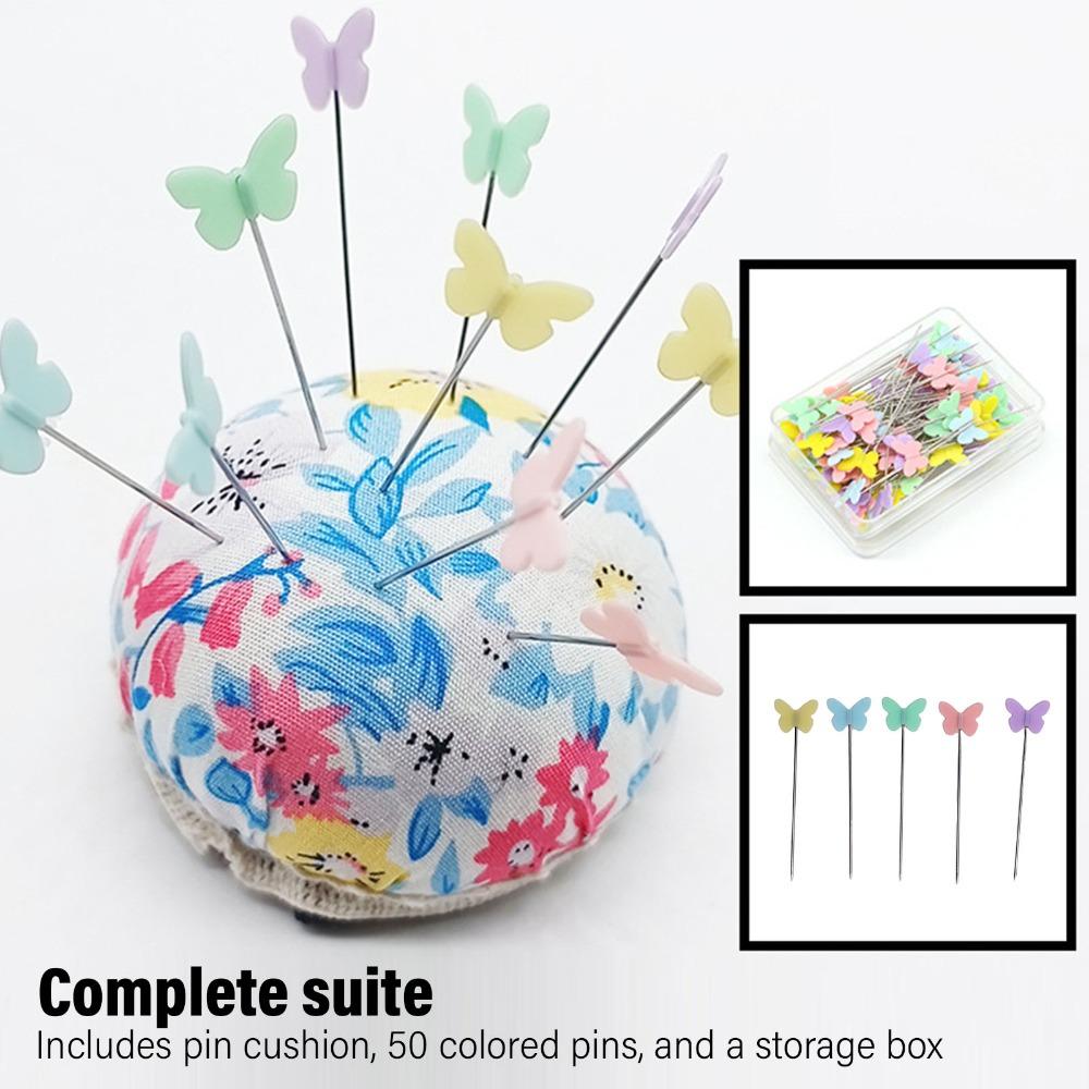 Stainless Steel Pins Floral Needle Holder Colored Pins Needle Storage Cushion For Quilting