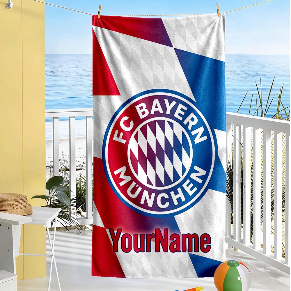 Bayern Munich Customize Your Name Beach Towel Quick-Dry Soft Microfiber Ideal for Travel Outdoor Swim Pool Yoga Surf Camping Hiking Gym Gift Holiday