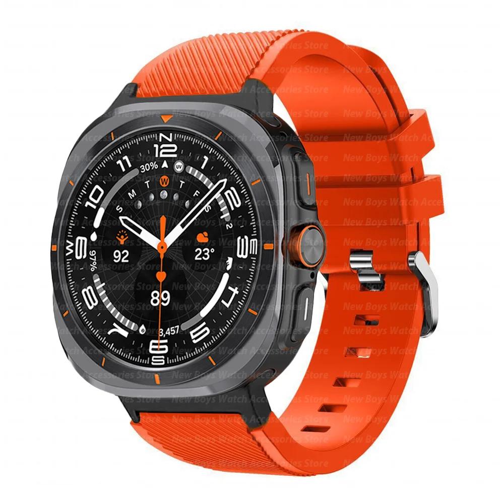 Мужской силиконовый ремешок для Samsung Galaxy Watch Ultra 2025 47 мм Спортивный наручный браслет для Galaxy Watch Ultra 2024 47 мм Аксессуары