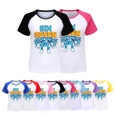 5195 Детская футболка с рукавами реглан и принтом Steal a Brainrot 67 Six Seven