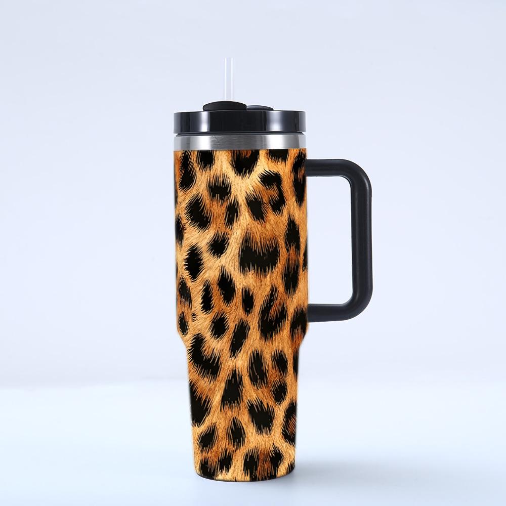 Термокружка для путешествий Animal Print объемом 40 унций с ручкой, из нержавеющей стали