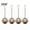 Rustic Iron Sphere Lamps Solar Hanging Lantern, Outdoor Waterproof Lantern with Tea Light, Durable Metal Lanterns Ball Candle Holder for Backyard