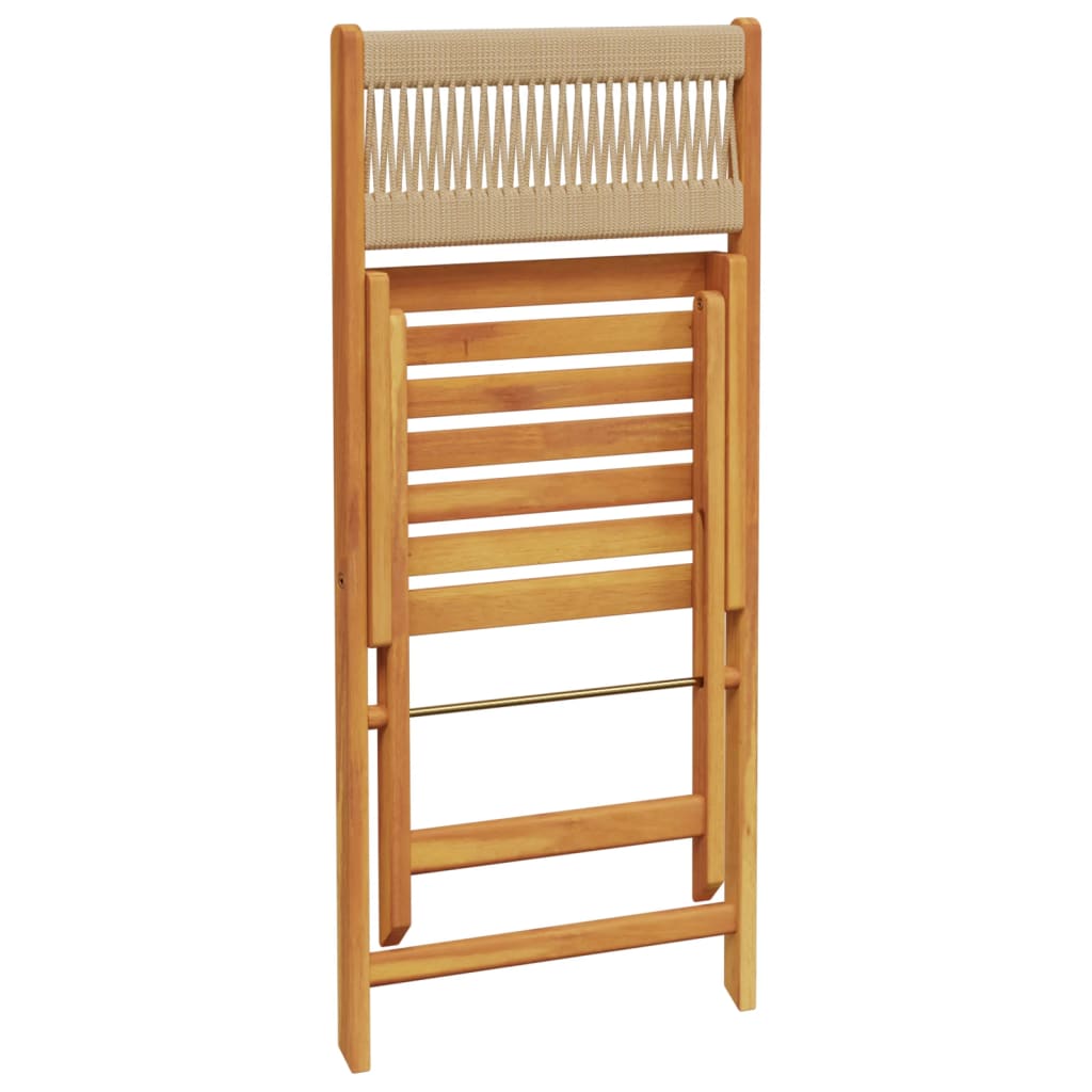 Bistro Chairs 2 pcs Beige Solid Acacia Wood and Rope