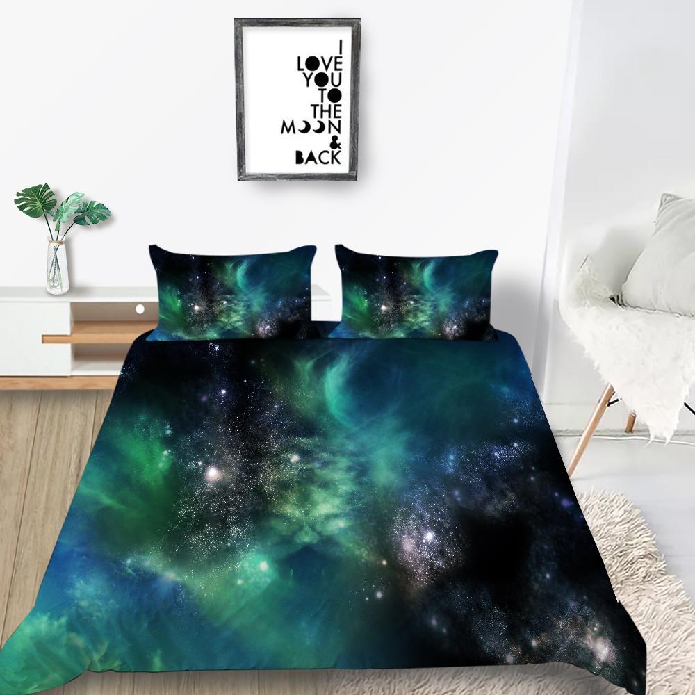 Space Star Printing Household Bedding Single Bed Double Bed Full Size Pillowcase and Quilt Cover 2/3 Beddingome