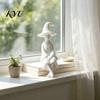 Home Decor Accents 3D Printed Witch Figurine, Faceless Sitting Statue, Minimalist Resin Fantasy Style Crafts Halloween Art Sculpture for Office Shelf