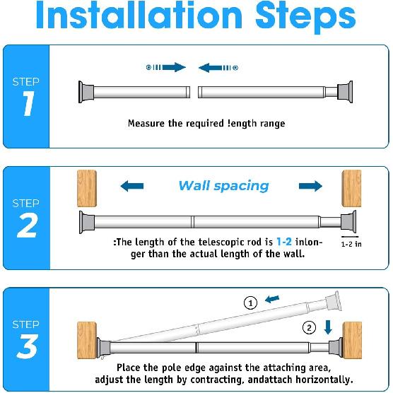 Белые распорные карнизы от 18 до 36 дюймов, маленькие карнизы без сверления, короткий распорный карниз, регулируемый пружинный карниз для окон, двери, шкафа