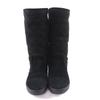 Great CHANEL boots black Mouton Women 38 G26557 Used