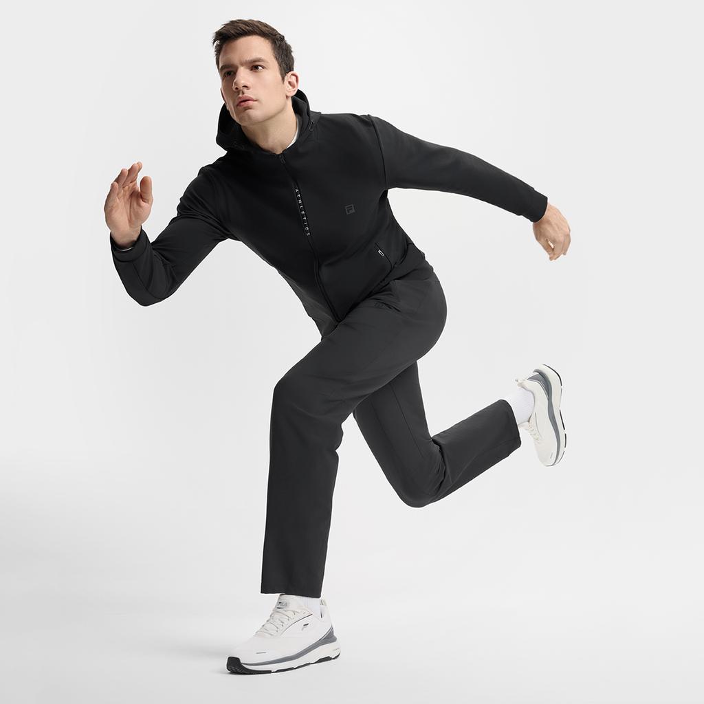Fila Фитнес Однотонная Повседневная Универсальная Вязаная Толстовка с Капюшоном Мужские куртки Насыщенно-черный A11M511505F-BK