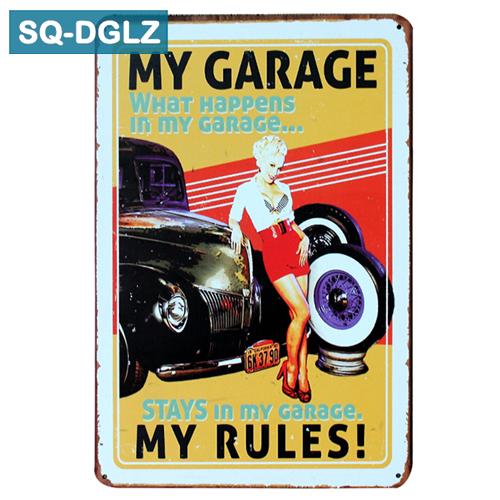 [SQ-DGLZ] Горячая MUSCLE CAR GARAGE Металлическая вывеска Магазин Настенный декор Оловянная вывеска Винтажные металлические вывески Домашний декор Живопись Таблички Художественный постер