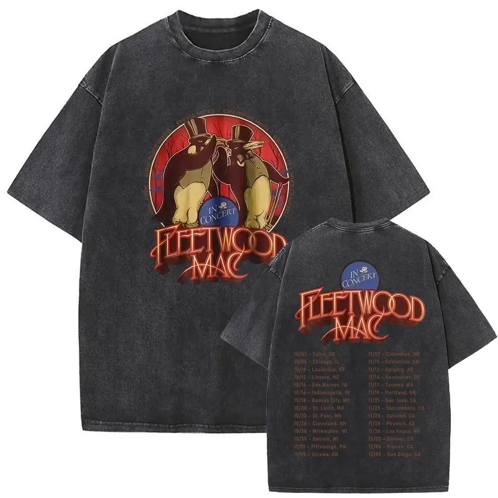 2026 Стиранная Винтажная Футболка с Графикой Рок-группы Fleetwood Mac Rumours Футболка Стиви Никс Мужская Женская Повседневная Хлопковая Оверсайз Футболка