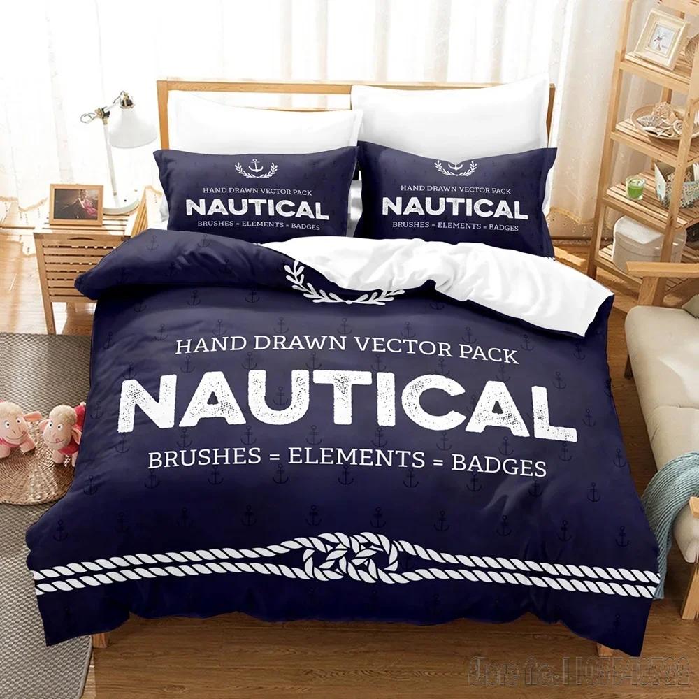 Marine Style Anchor Duvet Cover Set HD Comforter Cover for Kids Bedding Sets Bedclothes Bedroom Decor