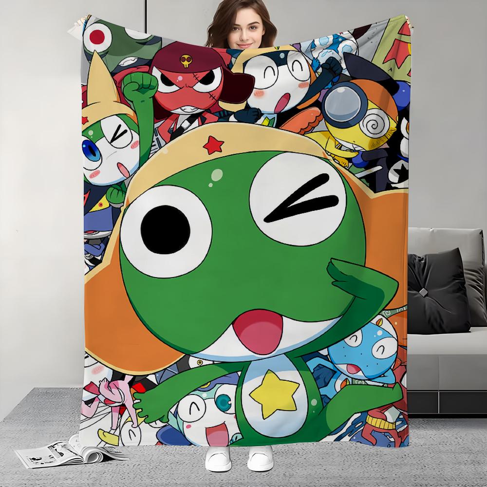 Funny Cartoon Keroro Gunsou Frog Blanket Design Lightweight For Dorms, Naps, Living Room, Office,Sofa,All-Season