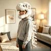 Dinosaur Skeleton Head Hood Plush Costume with Bone Frame for Kids Adults, Cute Dinosaur Skeleton Suit Cosplay Toy Gift 90/120cm