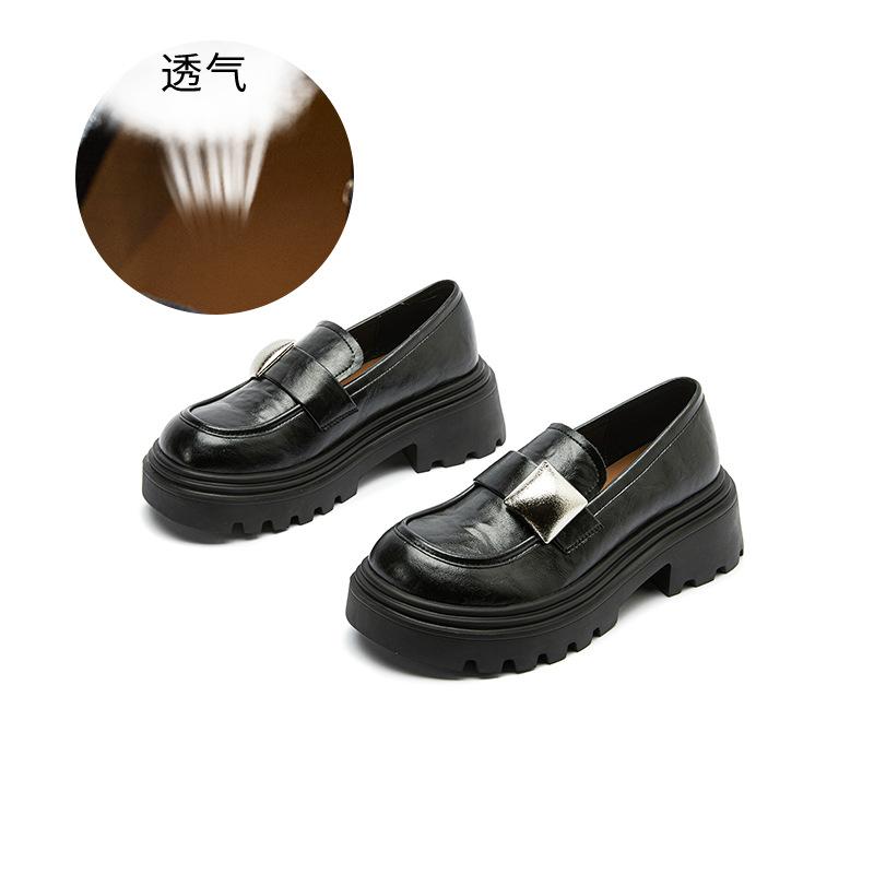 Подошва из пеноматериала, стелька из овчины, осенние новые туфли на толстой подошве из маленькой кожи, универсальные модные одинарные туфли для женщин