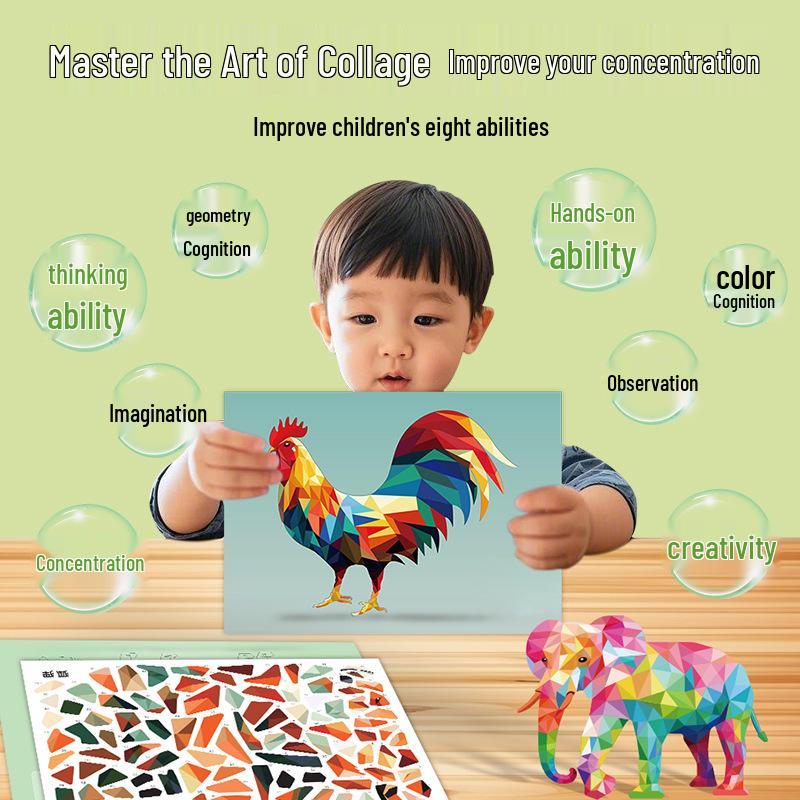 3D Geometric Collage DIY Creative Educational Stickers for Early Learning and Concentration Skills