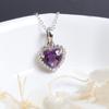S925 Silver "Love" Heart Shape African Amethyst Gemstone Pendant Necklace Fine Jewelry for Lady Wife Daughter Birthday Gift