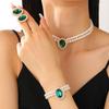Women's High-End European & American Jewelry Set: Double-Layer Pearl Choker, Clavicle Necklace, Bracelet & Earrings