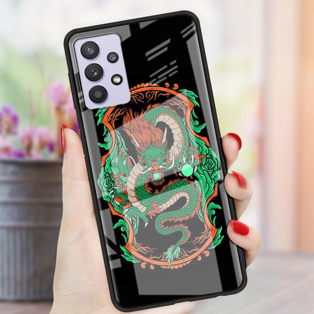 Чехол Dragon Animal Glass для Samsung Galaxy A52 A71 A50 A51 A70 A21s A31 A72 A10 A12 A30 A22 5G Phone Cover