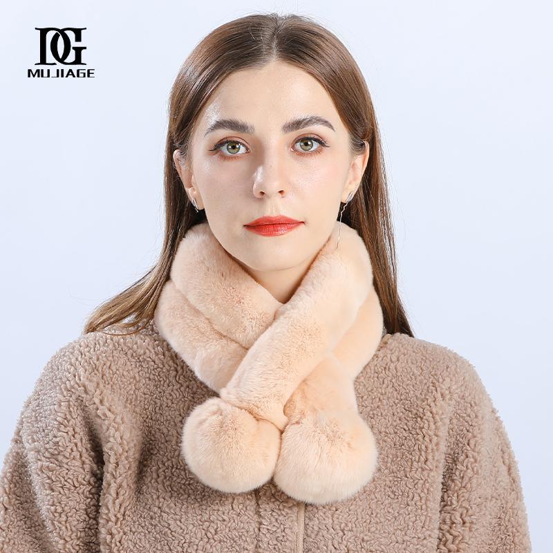 Scarf Women's Winter New Korean Fashion Versatile Thickened Cute Girl Rex Rabbit Hair Handmade Fur Neck