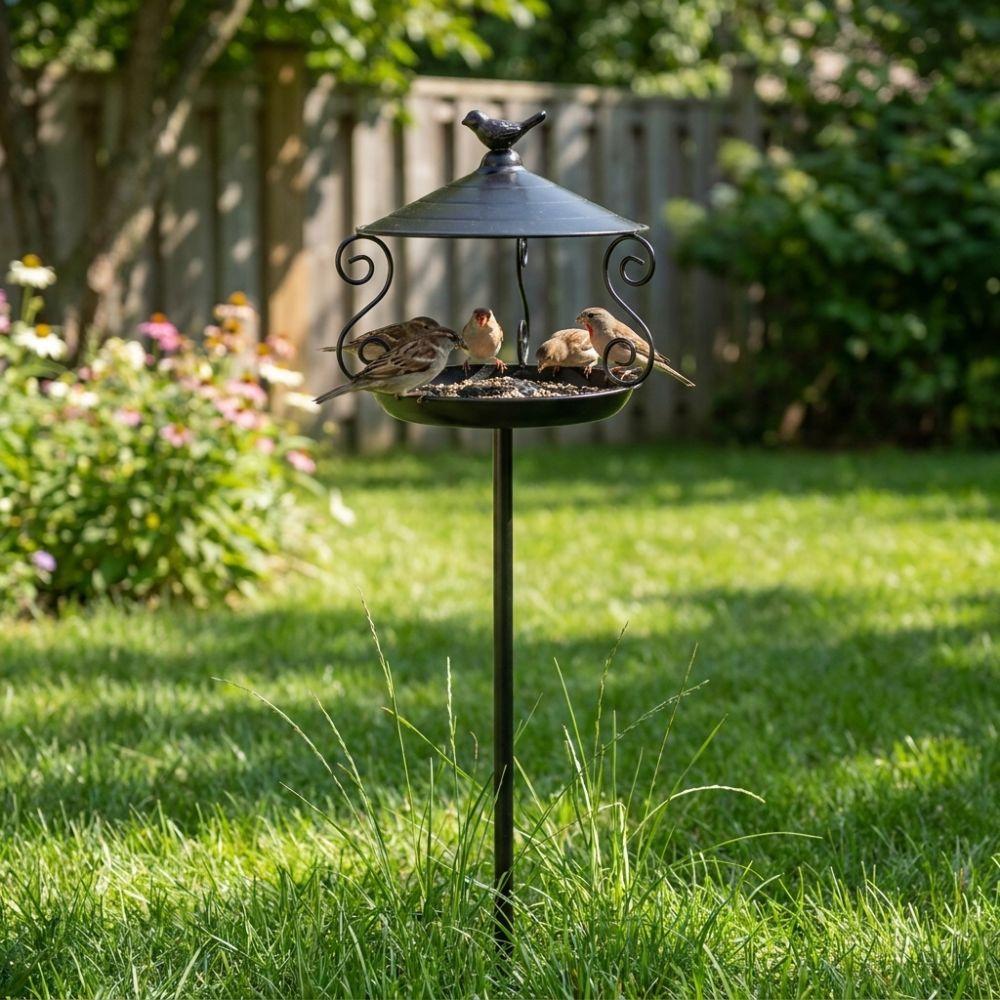 Large Capacity Standing Bird Feeder Weatherproof Hummingbird Feeder Wild Feeding Station Patio