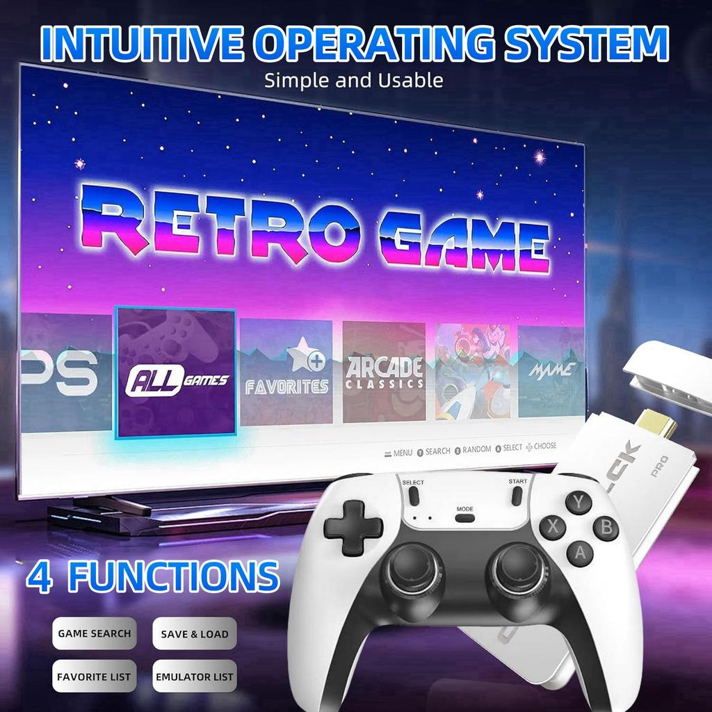 Беспроводная ретро-игровая консоль с 40 000 встроенных классических игр, выходом 4K HDMI для телевизора, беспроводным контроллером 2.4G, ностальгическим игровым джойстиком 64G
