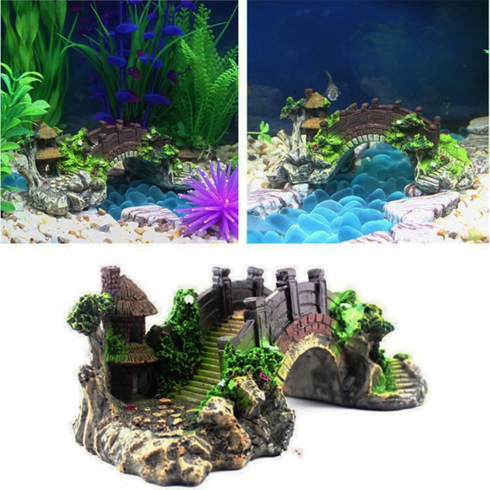 Pet Supplies Artificial Bridge Rockery Fake Landscaping Fish Tank Ornament Resin Aquarium Ornaments