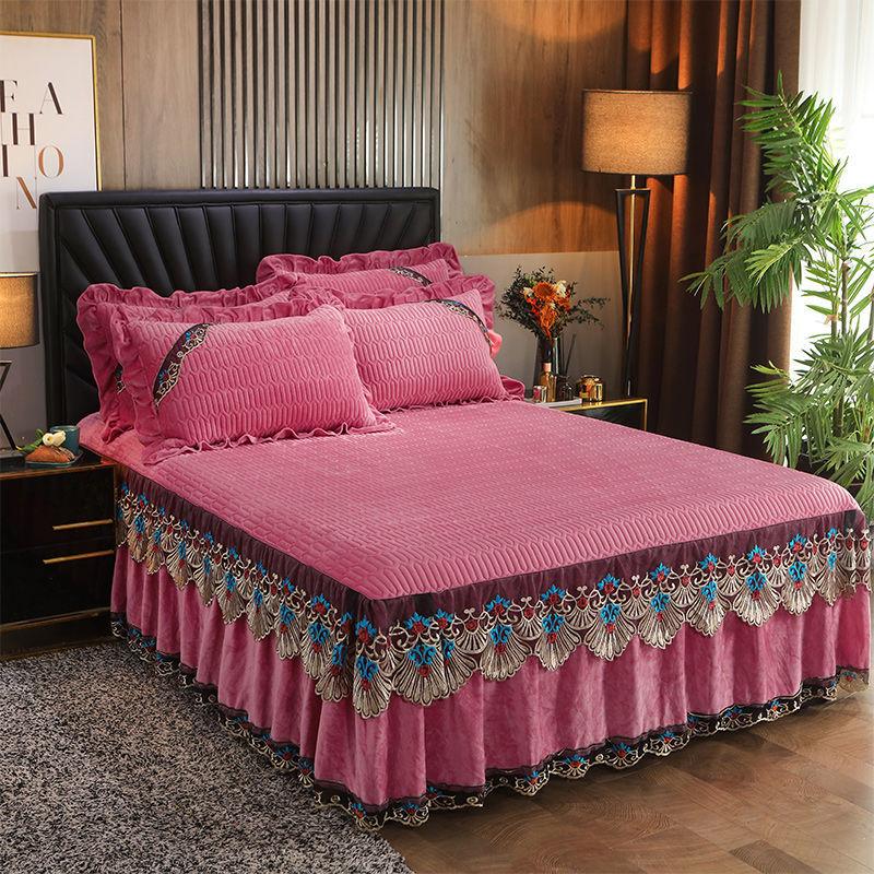 3 шт./компл. хрустальная бархатная мягкая юбка-кровать, кружевные осенние и зимние простыни в европейском стиле, защитный чехол Simmons
