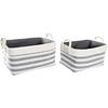 Basket Set - DKD Home Decor - Standard - Cotton - White and Gray - 40 X 30 X 23 Cm