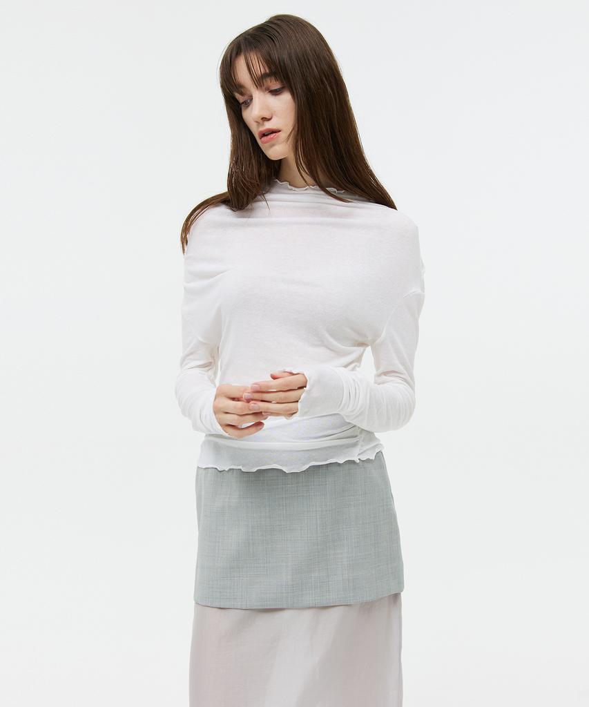 VEDERMI Sheer Linen Draping Top (Ivory)