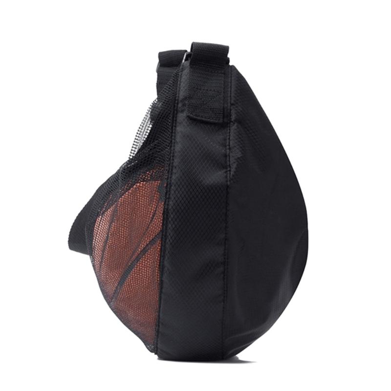 Sport Equipment Storage Net Bag for Carring Basketball Soccer Single Football Bag with Zippers Pocket Mesh Shoulder Bag