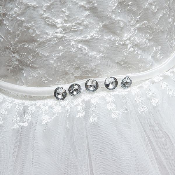 Kids Flower Girl Dress Baby Girls Lace Formal Princess Pageant Wedding Birthday Party White Bridesmaid Dresses Tea Length