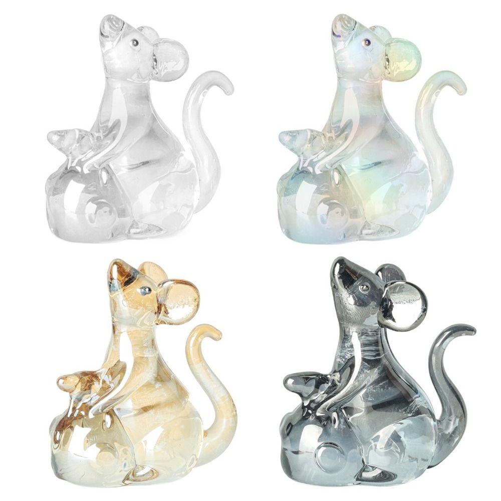 Привлекающий богатство хрустальный сувенир в виде крысы Изысканные настольные украшения Красивая модель животного Настольный