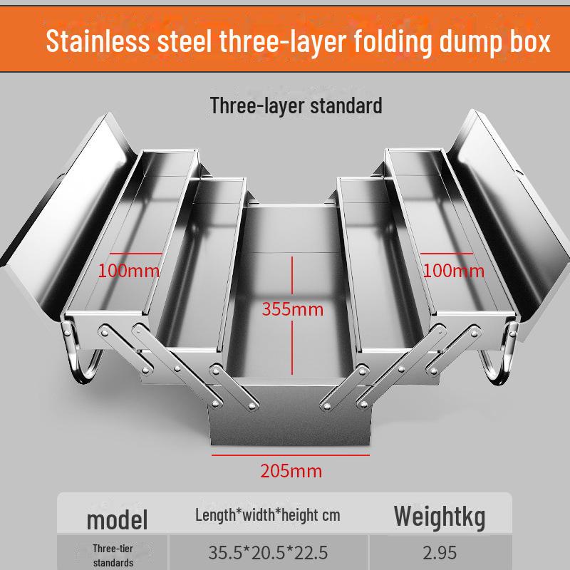 Трехслойный складной ящик для инструментов из нержавеющей стали цвета «лесной зеленый» — большой, портативный, промышленного класса для хранения вещей дома и в автомобиле.