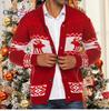 Cozy Up Men's Christmas Cardigans Ugly Xmas Sweaters Reindeer Snowflake Shawl Collar Knitted Cardigan Sweater