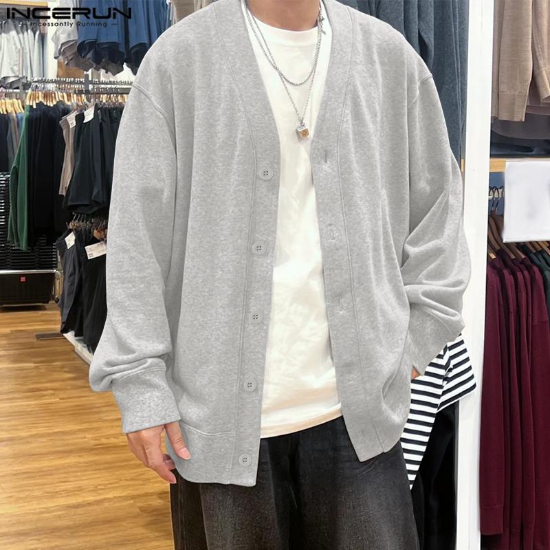 INCERUN Мужской кардиган кимоно оверсайз с рукавами «летучая мышь», на пуговицах, повседневный