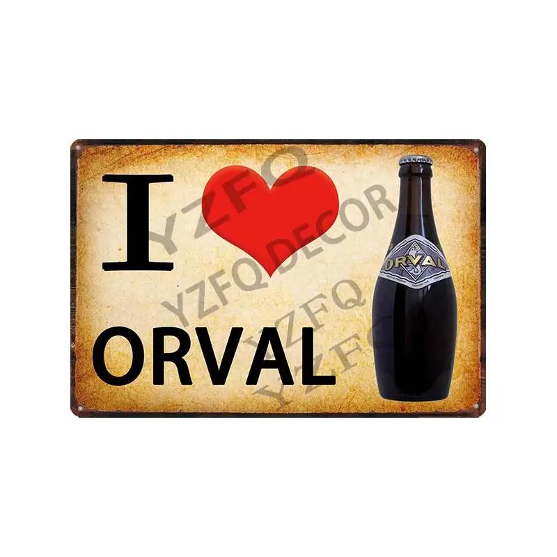 30x20 см Жестяная вывеска с пивом Hoegaarden Orval Chouffe - Винтажная металлическая табличка, Идеально подходит для Декора Стены Бара/Паба/Кухни/Дома/Кофейни, Постер