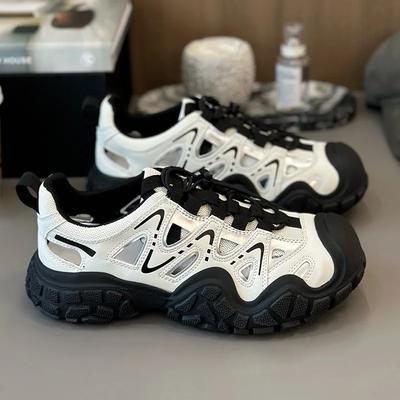 Весна 2024 г., новые женские кроссовки для походов на открытом воздухе, спортивная обувь Daddy, кроссовки на платформе со шнуровкой для женщин, роскошная сетчатая дышащая обувь
