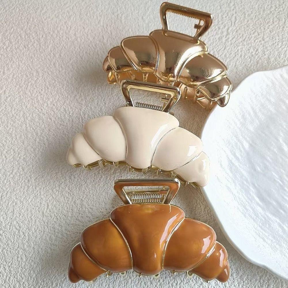 Hair Clip Cute Bread Hair Claw Shark Clip Metal Shark Clip Cute Croissant Hair Grab Girls