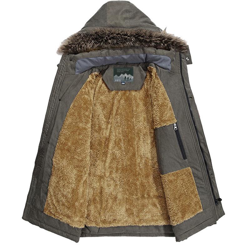 Мужское пальто с хлопковой подкладкой, с хлопковой подкладкой, с утолщенным флисом, большого размера, с капюшоном, средней длины, с хлопковой подкладкой, мужское