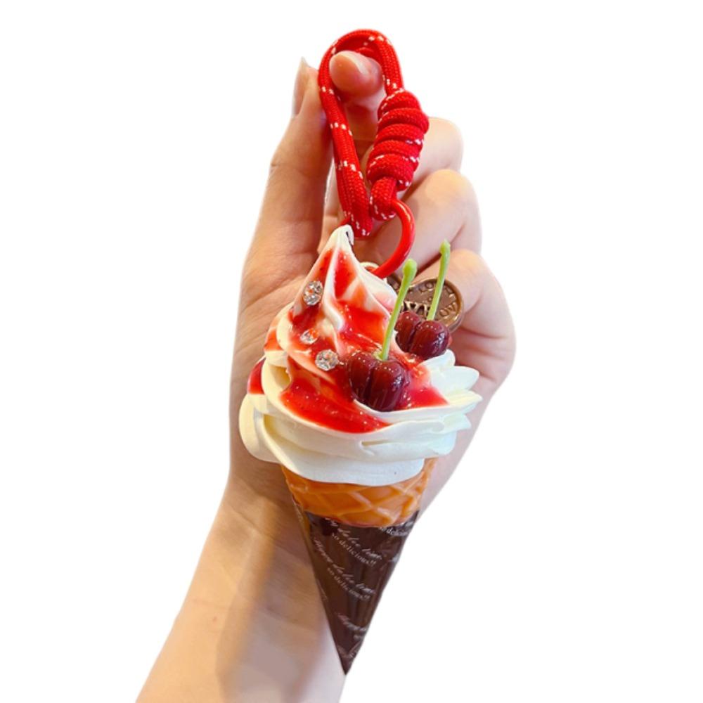 Cute Ice Cream Keychain Simulation Ice Cream Key Rings Food Shaped Keyring Baking Decorations