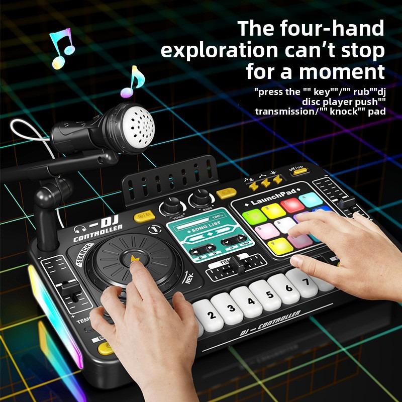 Детский музыкальный DJ-микшер с микрофоном, электронная клавиатура, Bluetooth DJ-пульт-вертушка, младший музыкальный инструмент, развивающая игрушка