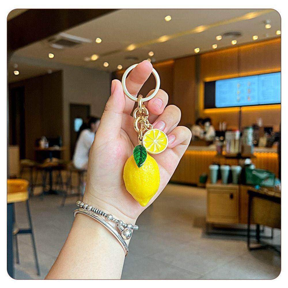 Fruit Shape Lemon Keychain Fresh Design Handbag Pendant New Key Ring