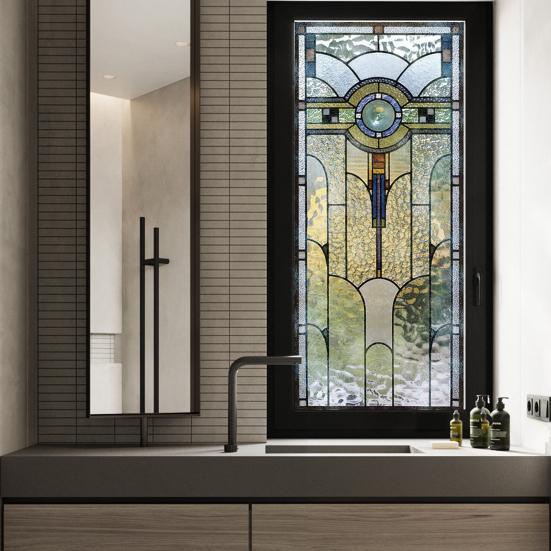 Пленка для конфиденциальности витражного окна Винтажная декоративная матовая Статическое прилипание Водонепроницаемая ПВХ Многоразовая Блокирующая УФ-излучение Наклейка на стекло Покрытие