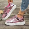 Sequined Mirror Women's Board Shoes Heightening Casual Sports Shoes Breathable and Lightweight Outdoor Flat Shoes Couple Tide Shoes