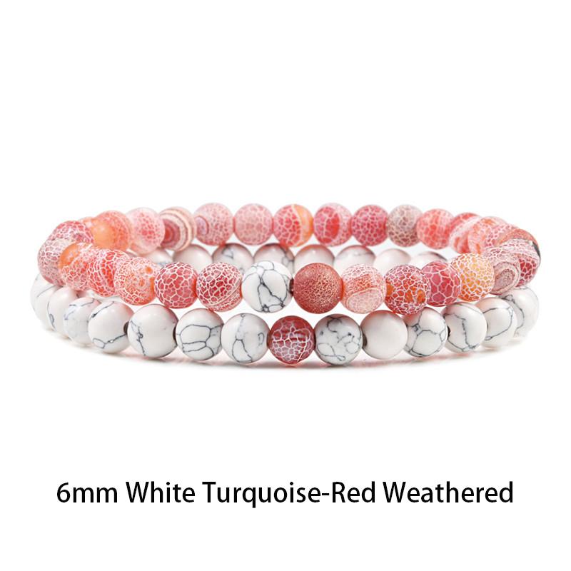 Set Bracelet Couples Distance Black White Natural Lava Stone Tiger Eye Beaded Yoga Bracelets for Men Women Elastic Rope Jewelry